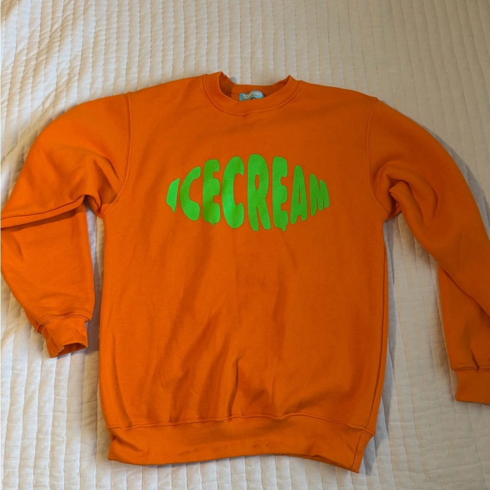 Icecream Orange Crewneck with Neon Green Logo